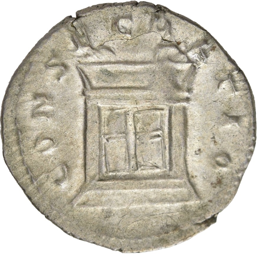 RIC IV Trajan Decius 86A Trajan Decius reverse, Rectangular altar, with four panels in front, lighted