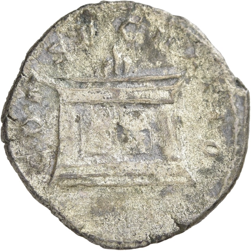 RIC IV Trajan Decius 86B Trajan Decius reverse, Rectangular altar, with four panels in front, lighted