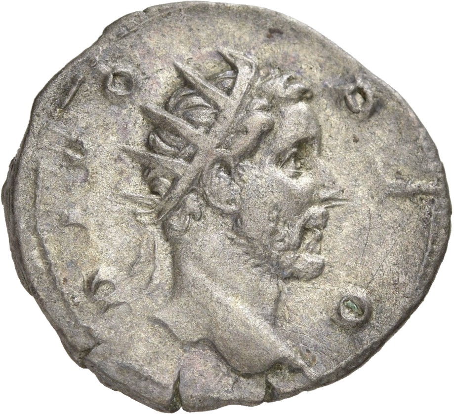 RIC IV Trajan Decius 89 Trajan Decius obverse — Head of Divus Antoninus Pius, radiate, right