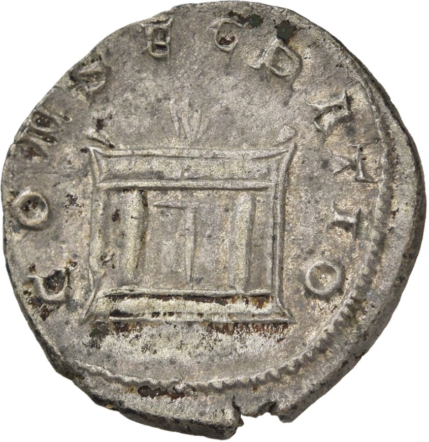RIC IV Trajan Decius 90 Trajan Decius reverse, Rectangular altar, with four panels in front, lighted