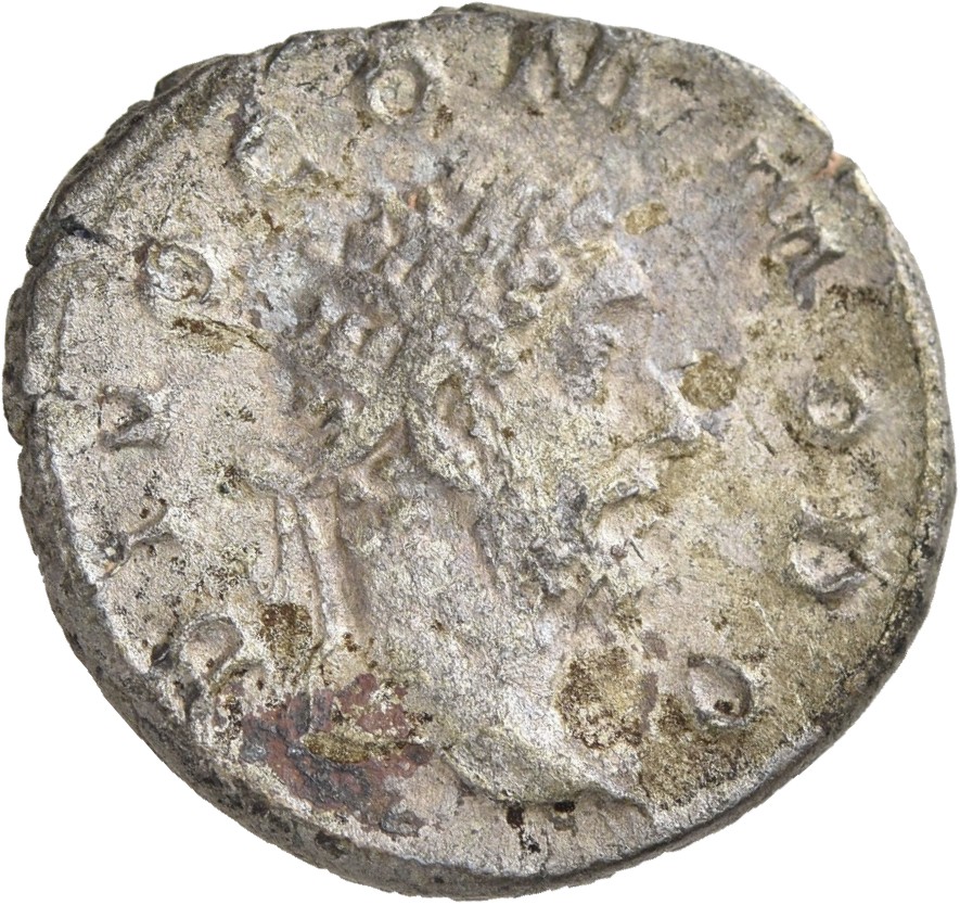 RIC IV Trajan Decius 93 Trajan Decius obverse — Head of Divus Commodus, radiate, right