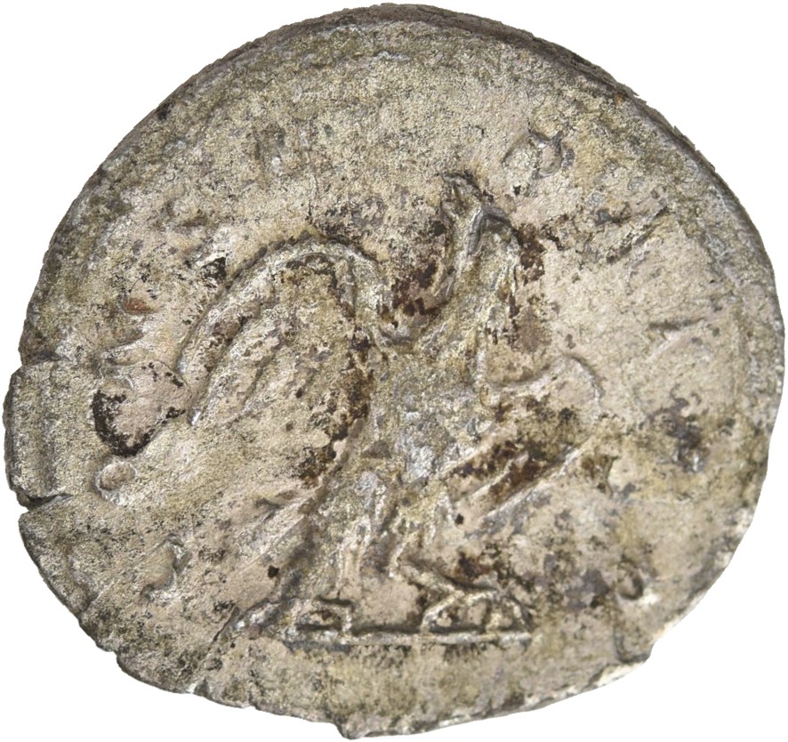 RIC IV Trajan Decius 93 Trajan Decius reverse — Eagle, with open wings, standing front on bar, head right