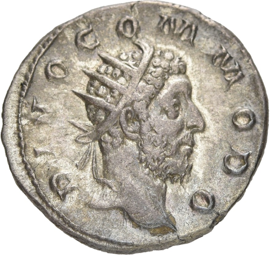 RIC IV Trajan Decius 94 Trajan Decius obverse, Head of Divus Commodus, radiate, right
