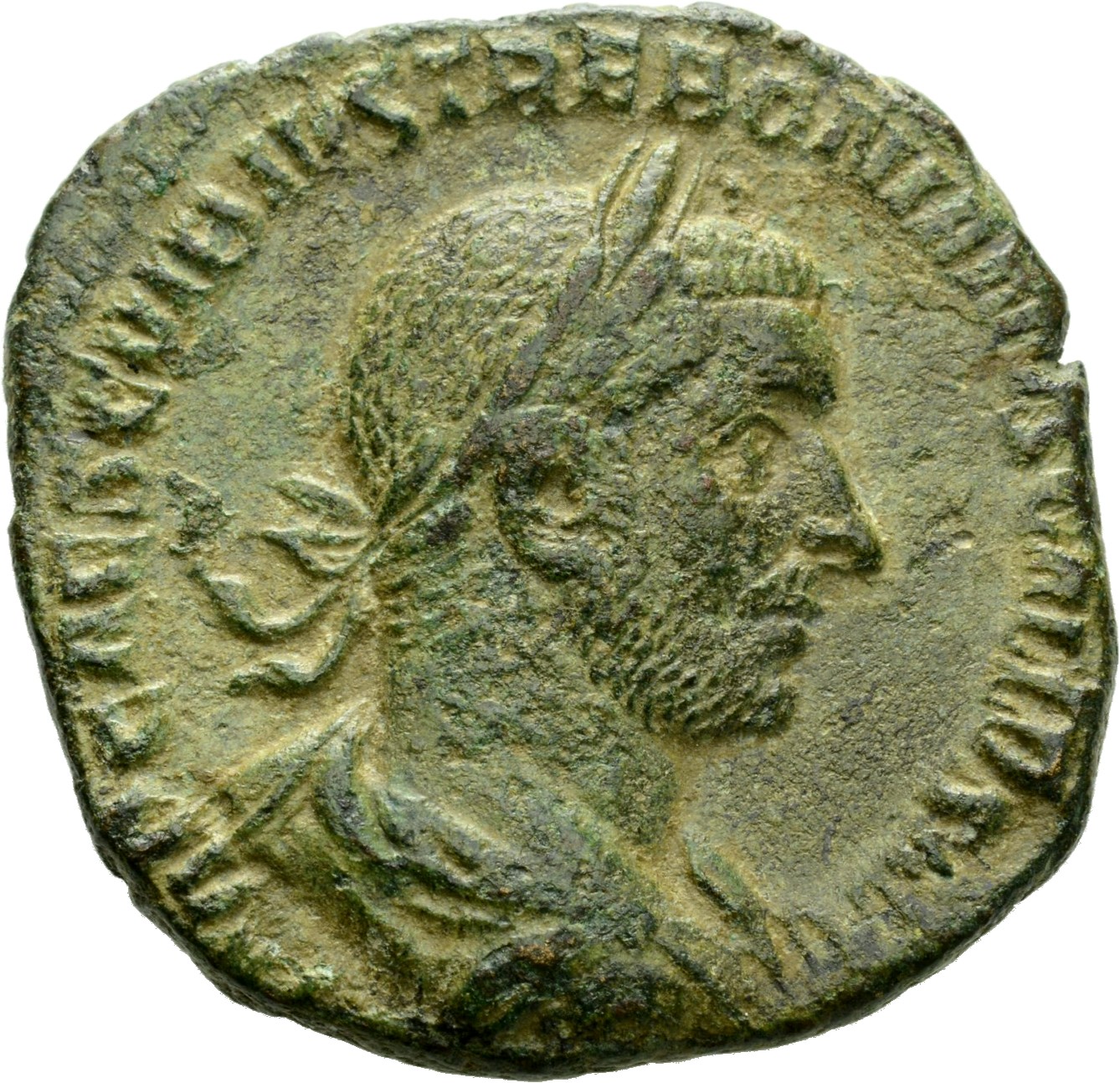 RIC IV Trebonianus Gallus 100 Trebonianus Gallus obverse, Bust of Trebonianus Gallus, laureate, draped, cuirassed, right