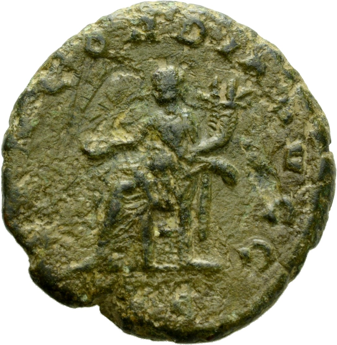 RIC IV Trebonianus Gallus 106B Trebonianus Gallus reverse, Concordia, draped, seated left, holding patera in right hand an...