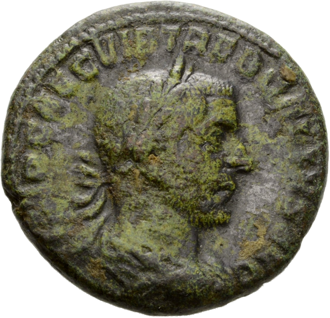 RIC IV Trebonianus Gallus 108B Trebonianus Gallus obverse, Bust of Trebonianus Gallus, laureate, draped, cuirassed, right