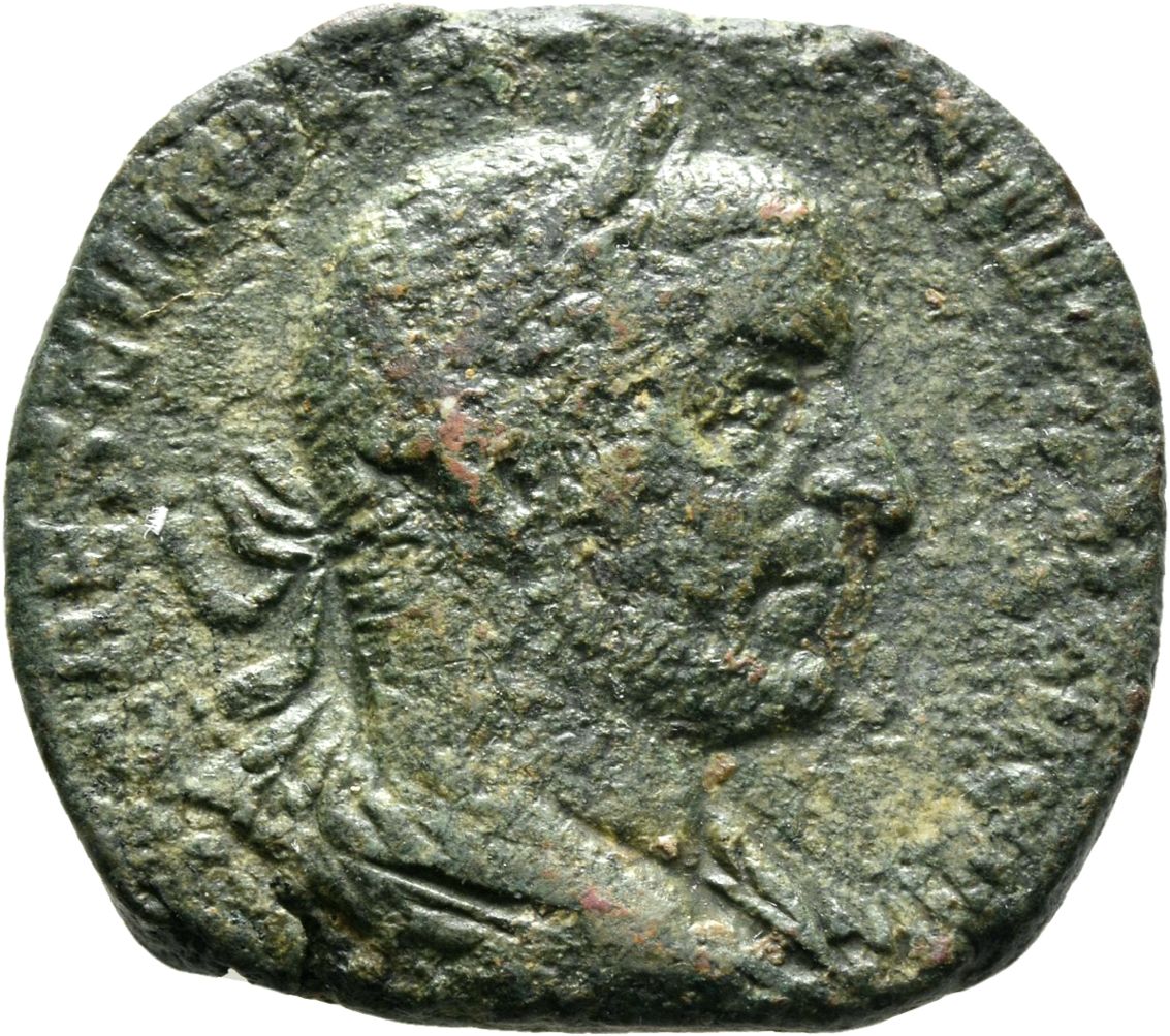 RIC IV Trebonianus Gallus 109 Trebonianus Gallus obverse — Bust of Trebonianus Gallus, laureate, draped, cuirassed, right