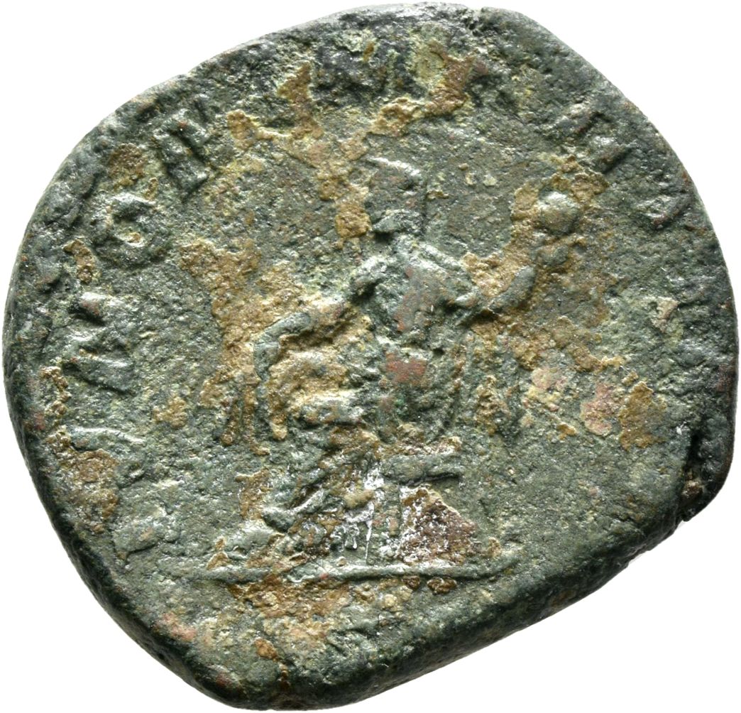 RIC IV Trebonianus Gallus 109 Trebonianus Gallus reverse — Juno, draped, seated left, holding corn-ears in right hand and ...