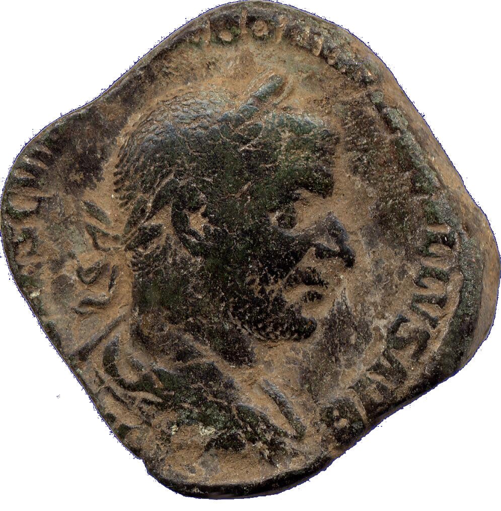 RIC IV Trebonianus Gallus 110 Trebonianus Gallus obverse, Bust of Trebonianus Gallus, laureate, draped, cuirassed, right