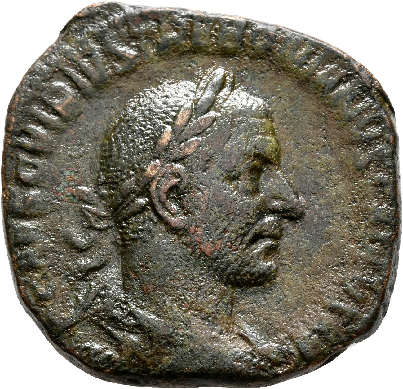 RIC IV Trebonianus Gallus 110A Trebonianus Gallus obverse, Bust of Trebonianus Gallus, laureate, draped, cuirassed, right
