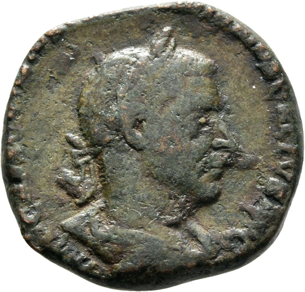 RIC IV Trebonianus Gallus 113 Trebonianus Gallus obverse — Bust of Trebonianus Gallus, laureate, draped, cuirassed, right
