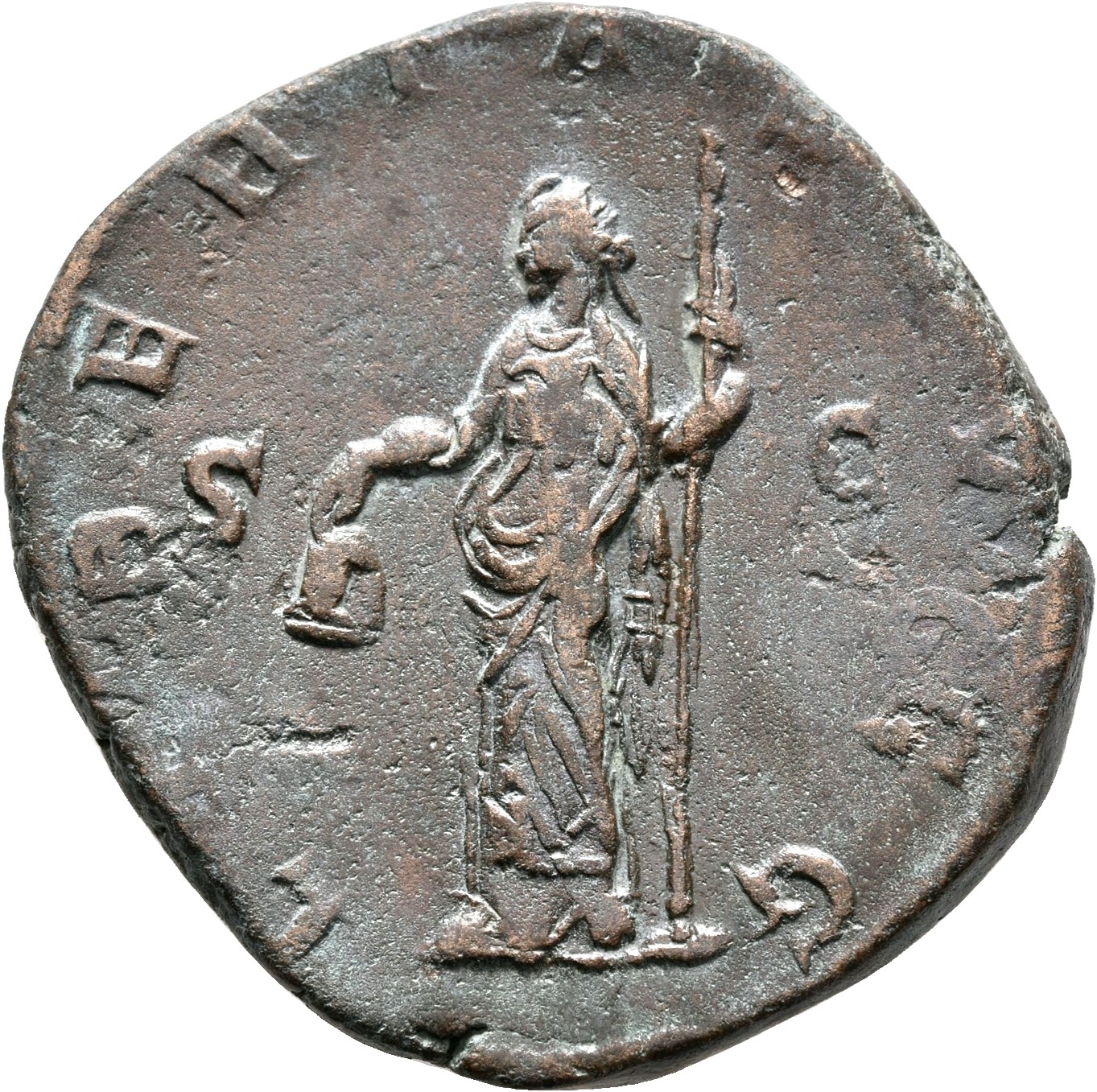 RIC IV Trebonianus Gallus 114A Trebonianus Gallus reverse — Libertas, draped, standing left, holding pileus in right hand ...