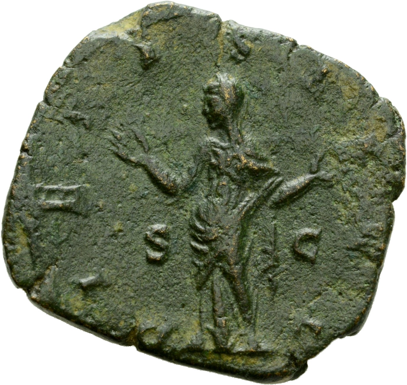 RIC IV Trebonianus Gallus 116A Trebonianus Gallus reverse, Pietas, veiled, draped, standing left, raising both hands