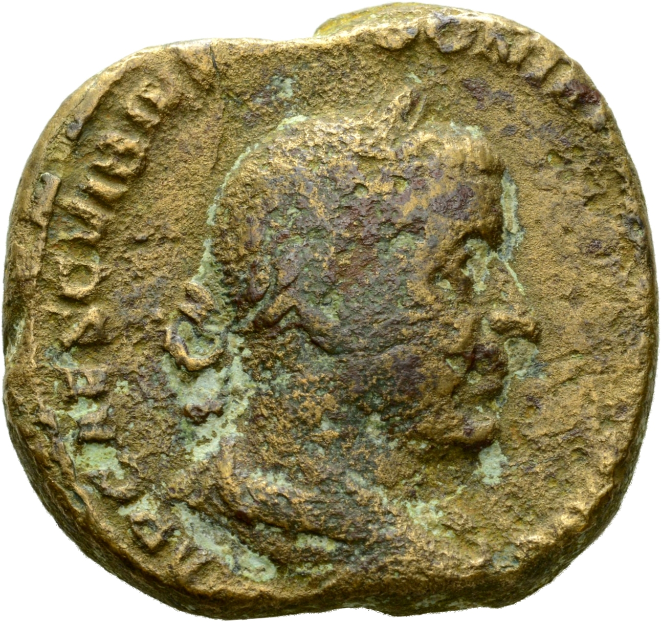 RIC IV Trebonianus Gallus 117A Trebonianus Gallus obverse — Bust of Trebonianus Gallus, laureate, draped, cuirassed, right