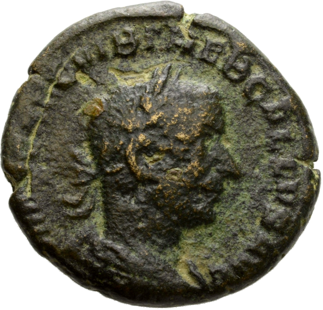 RIC IV Trebonianus Gallus 121B Trebonianus Gallus obverse, Bust of Trebonianus Gallus, laureate, draped, cuirassed, right