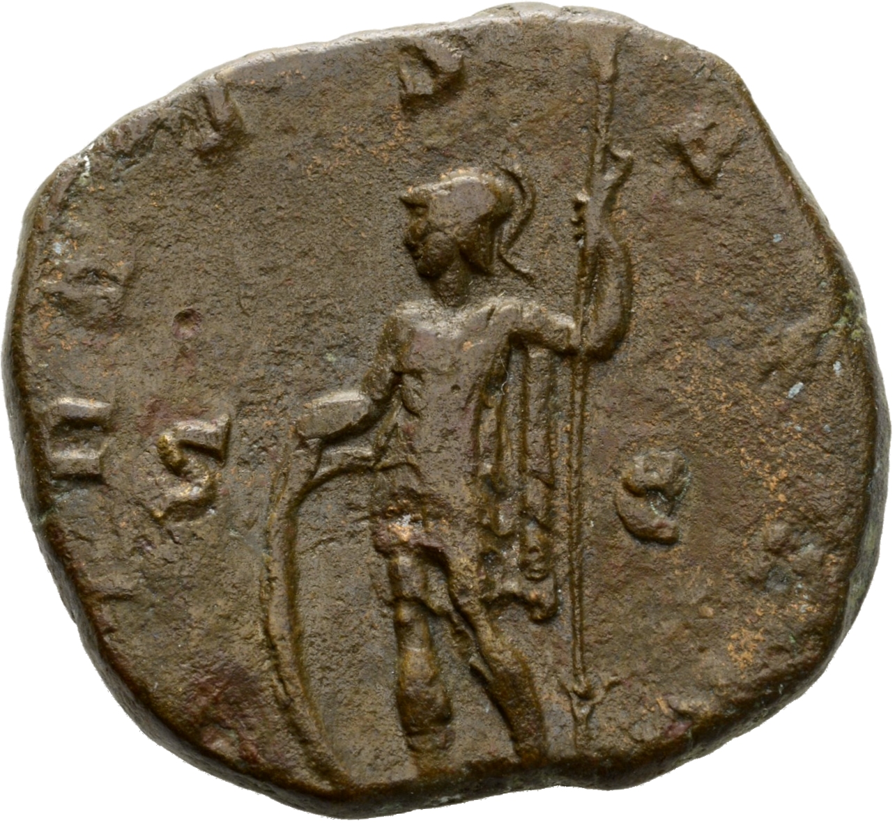 RIC IV Trebonianus Gallus 126A Trebonianus Gallus reverse, Virtus, helmeted, in military attire, standing left, resting ri...