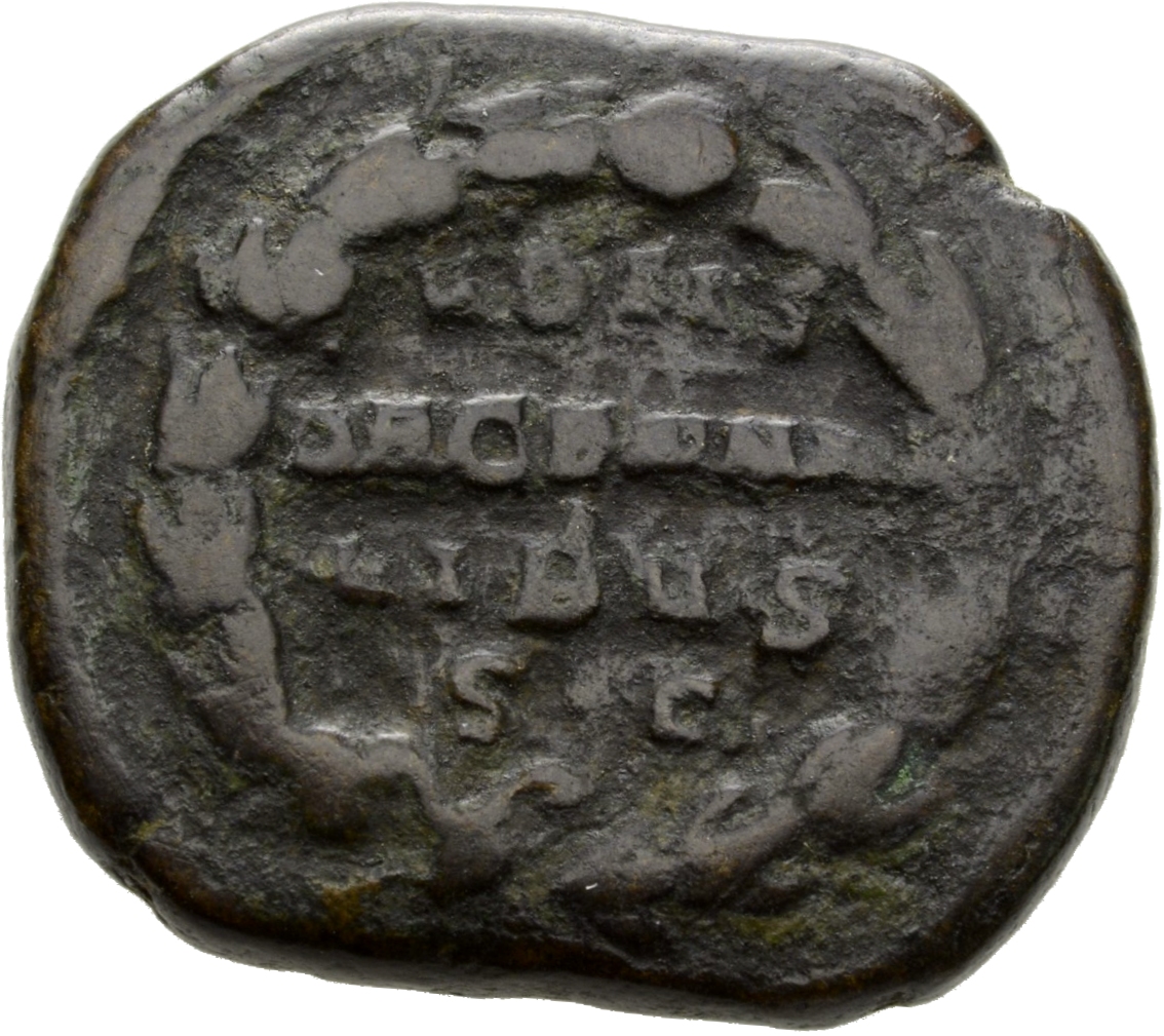 RIC IV Trebonianus Gallus 127C Trebonianus Gallus reverse, Legend inscribed in laurel wreath