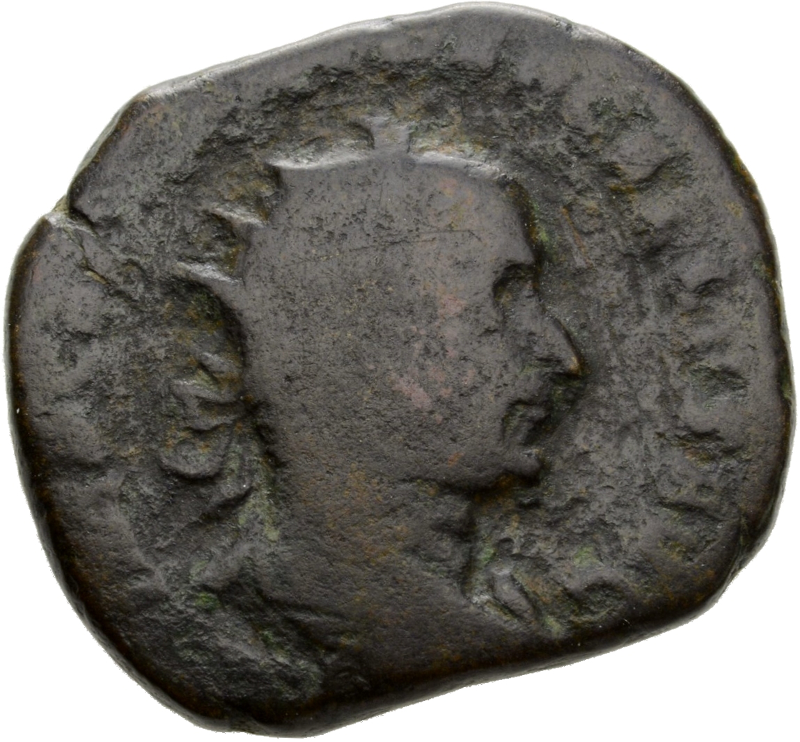 RIC IV Trebonianus Gallus 127C Trebonianus Gallus obverse, Bust of Trebonianus Gallus, radiate, draped, cuirassed, right