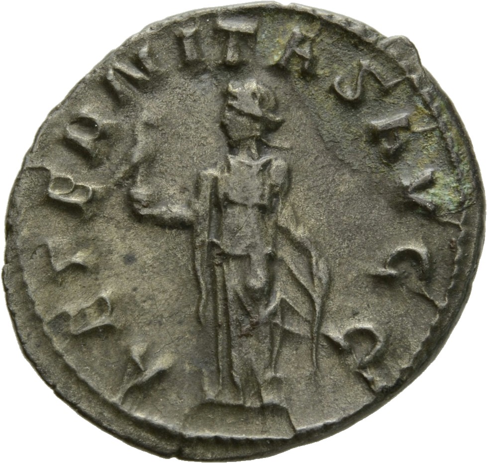 RIC IV Trebonianus Gallus 30 Trebonianus Gallus reverse, Aeternitas, draped, standing left, holding phoenix on globe in ri...