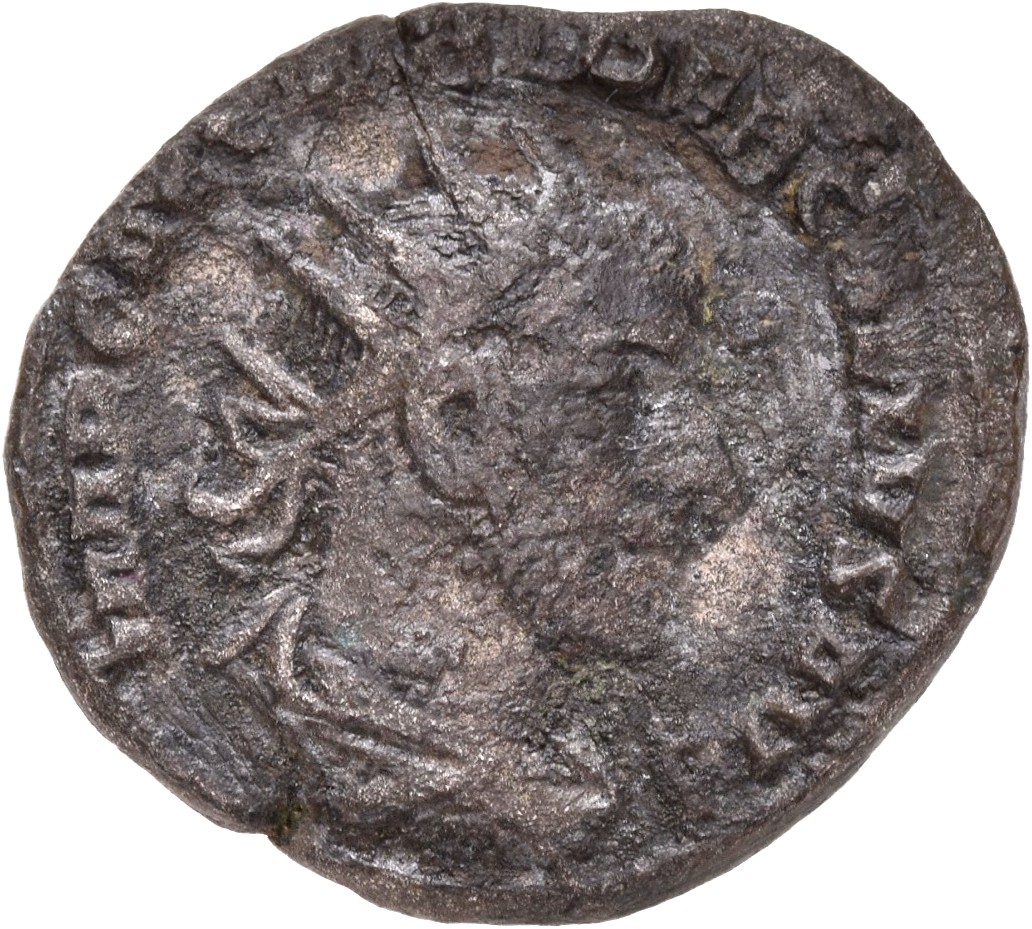 RIC IV Trebonianus Gallus 37 Trebonianus Gallus obverse — Bust of Trebonianus Gallus, radiate, draped, cuirassed, right
