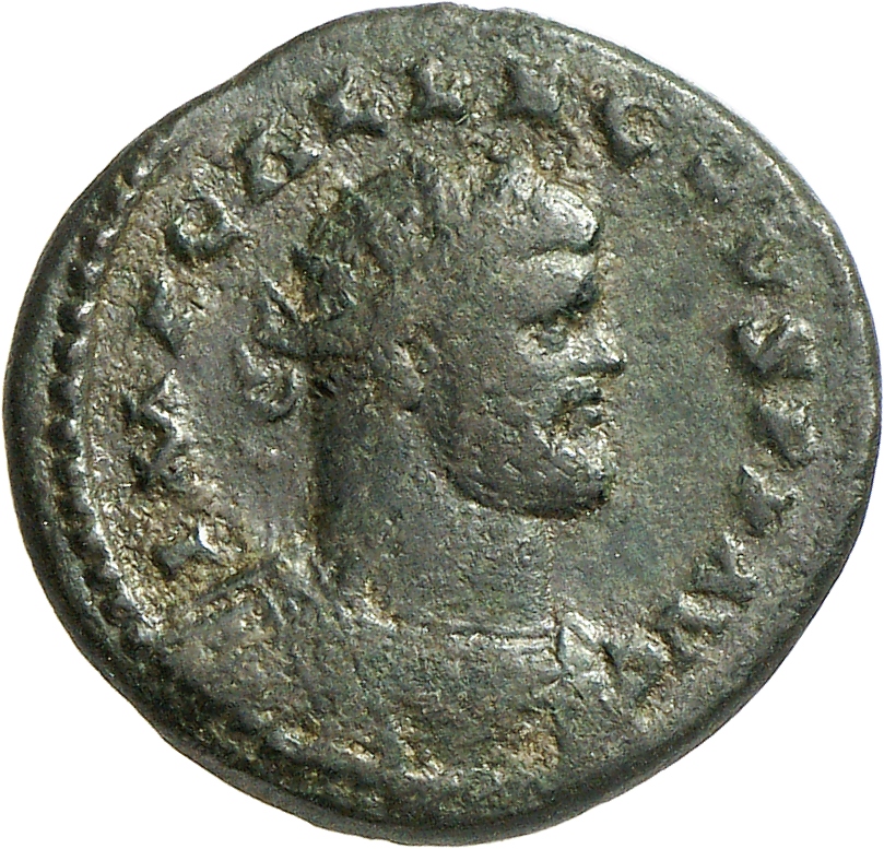 RIC V Allectus 105 Allectus obverse — Bust of Allectus, radiate, cuirassed, right