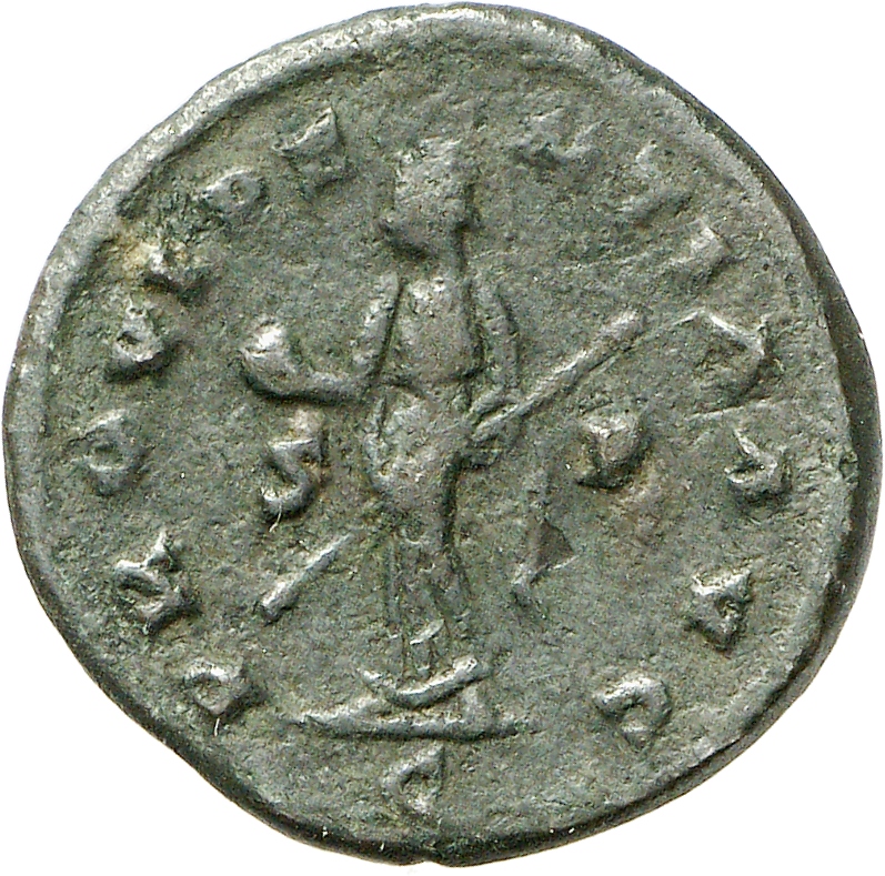 RIC V Allectus 105 Allectus reverse — Providentia, draped, standing left, holding globe in right hand and transverse scept...