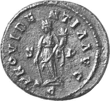 RIC V Allectus 111 Allectus reverse, Providentia, draped, standing left, holding baton in right hand and cornucopiae in le...
