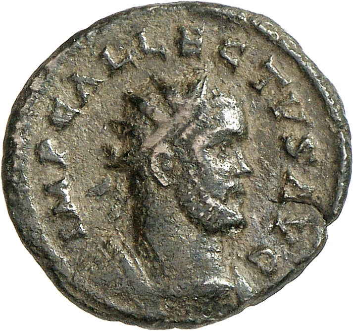 RIC V Allectus 126 Allectus obverse, Bust of Allectus, radiate, draped, right, or bust of Allectus, radiate, draped, cuira...