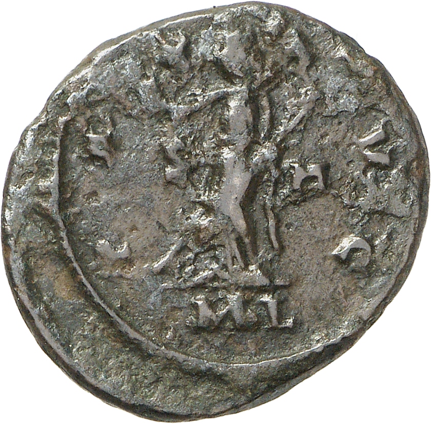 RIC V Allectus 33 Allectus reverse, Pax, draped, standing left, holding olive-branch in right hand and transverse sceptre ...