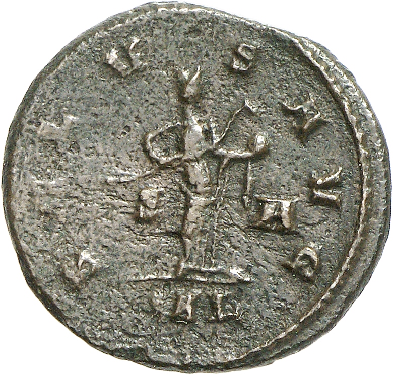 RIC V Allectus 42 Allectus reverse, Salus, draped, standing right, feeding snake held in arms