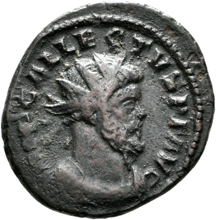 RIC V Allectus 55 Allectus obverse — Bust of Allectus, radiate, draped, right, or bust of Allectus, radiate, draped, cuira...