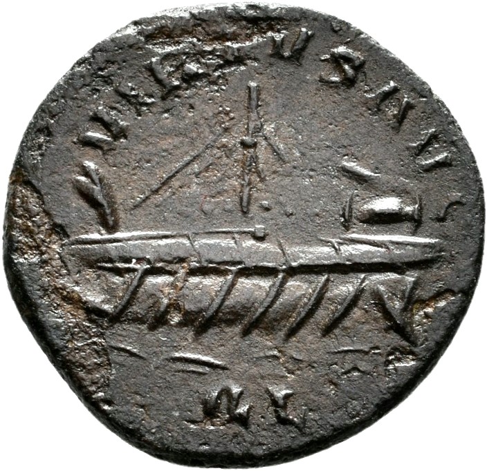 RIC V Allectus 55 Allectus reverse — Galley, right or left, sometimes with mast, sometimes with rowers