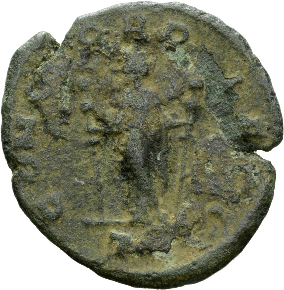 RIC V Aurelian 102 Aurelian reverse, Concordia, draped, standing left, holding ensign in each hand