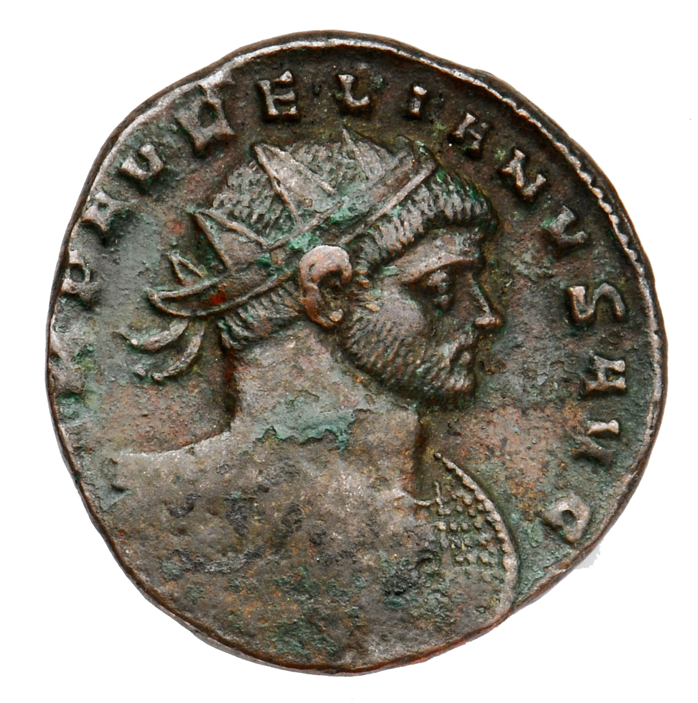 RIC V Aurelian 129 Aurelian obverse, Bust of Aurelian, radiate, cuirassed, right