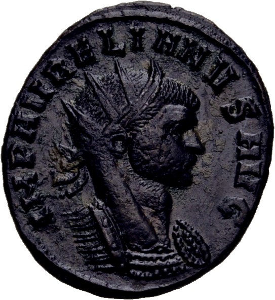 RIC V Aurelian 129 Aurelian obverse — Bust of Aurelian, radiate, cuirassed, right