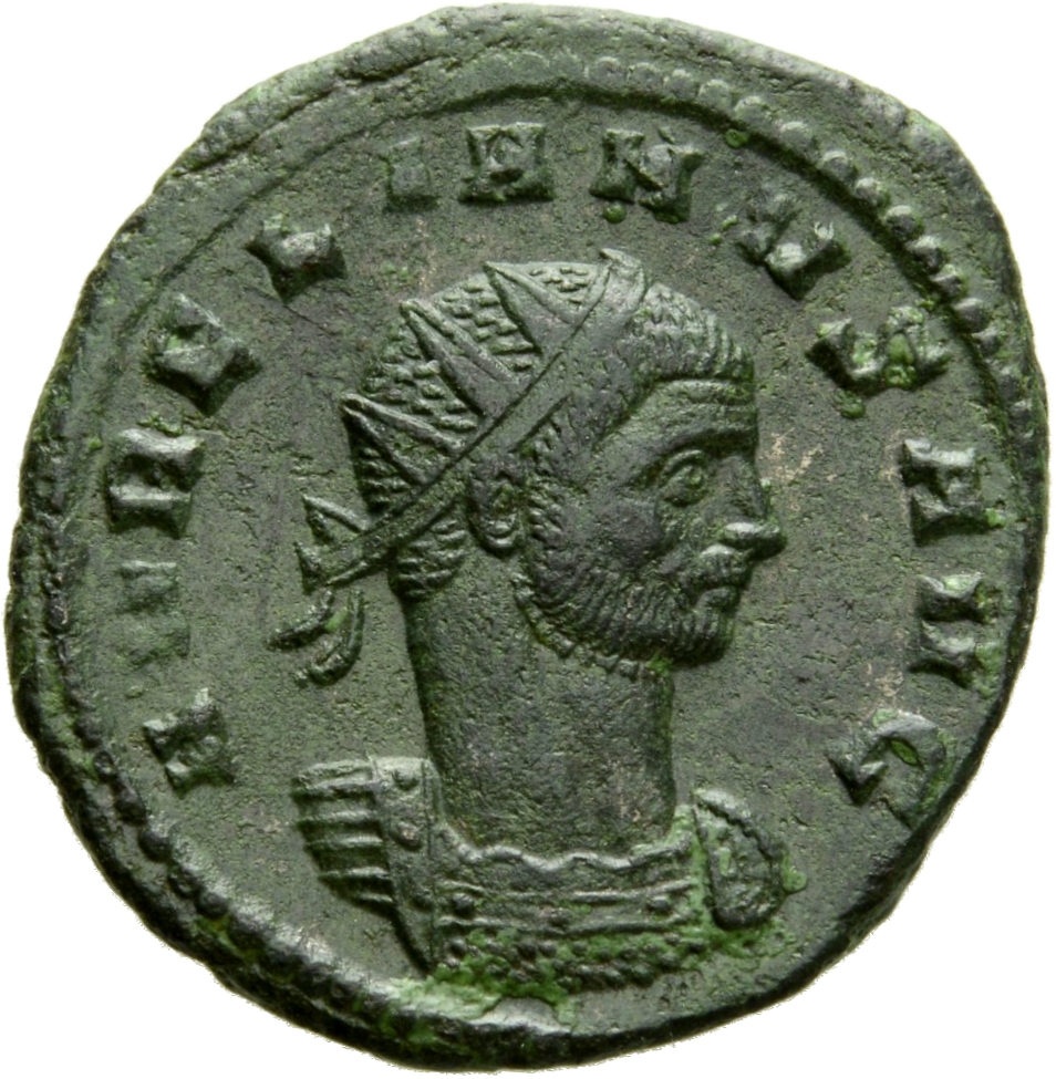 RIC V Aurelian 135 Aurelian obverse, Bust of Aurelian, radiate, cuirassed, right