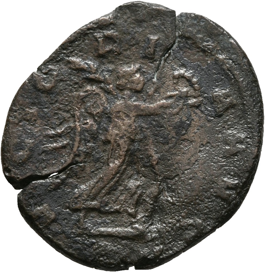 RIC V Aurelian 143 Aurelian reverse, Victory, winged, draped, walking right, holding wreath in right hand and palm in left...