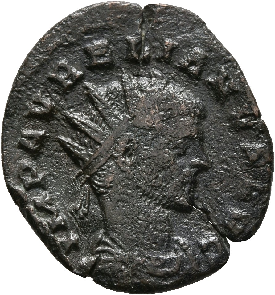 RIC V Aurelian 143 Aurelian obverse, Bust of Aurelian, radiate, draped, right or bust of Aurelian, radiate, draped, cuiras...