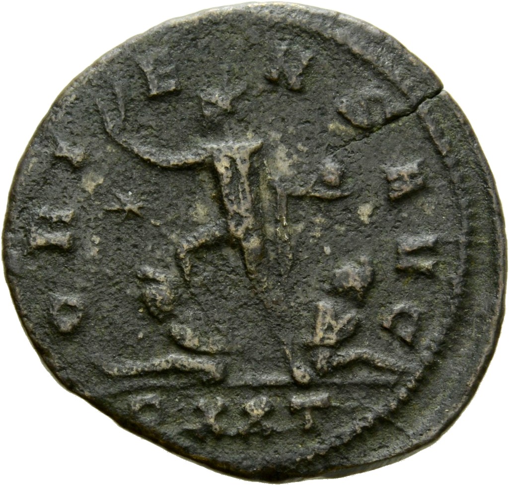 RIC V Aurelian 151 Aurelian reverse — Sol, radiate, walking left between two captives, raising right hand and holding glob...