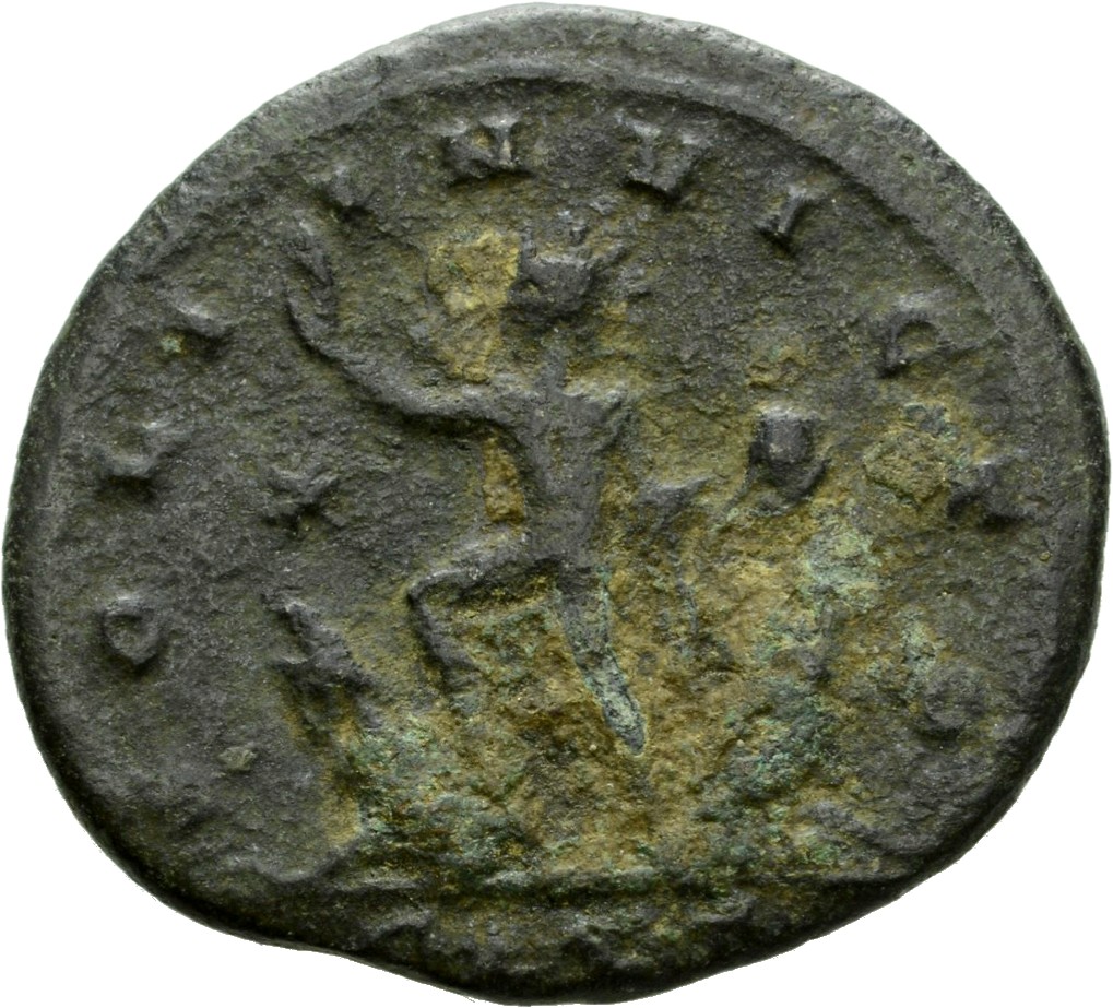 RIC V Aurelian 154 Aurelian reverse — Sol, radiate, walking left between two captives, sometimes treading one down, raisin...