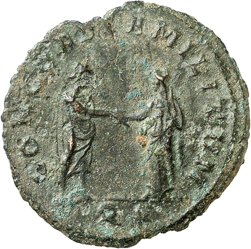 RIC V Aurelian 215 Aurelian reverse, Aurelian, togate, standing right, clasping hand of Concordia, standing left