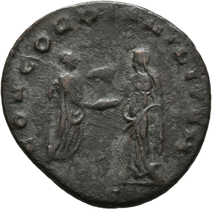 RIC V Aurelian 217 Aurelian reverse — Aurelian, togate, standing right, clasping hand of Concordia, standing left