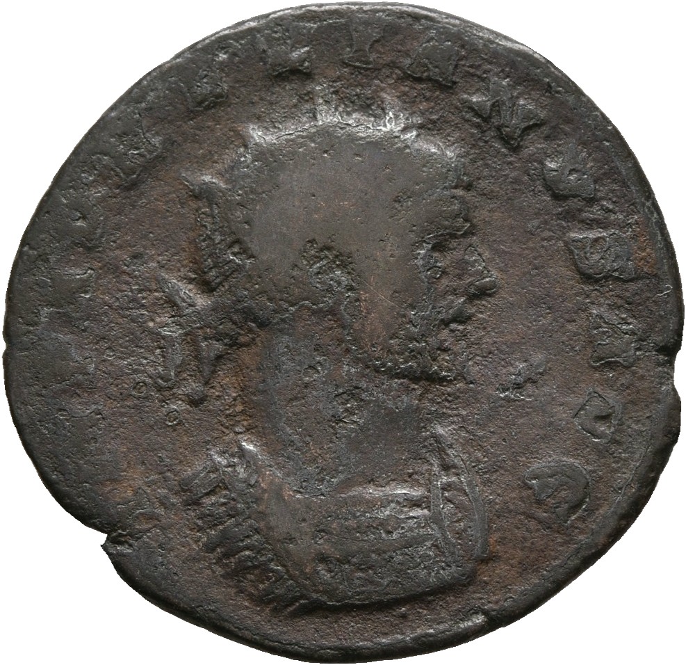 RIC V Aurelian 232 Aurelian obverse — Bust of Aurelian, radiate, draped, right or bust of Aurelian, radiate, cuirassed, right