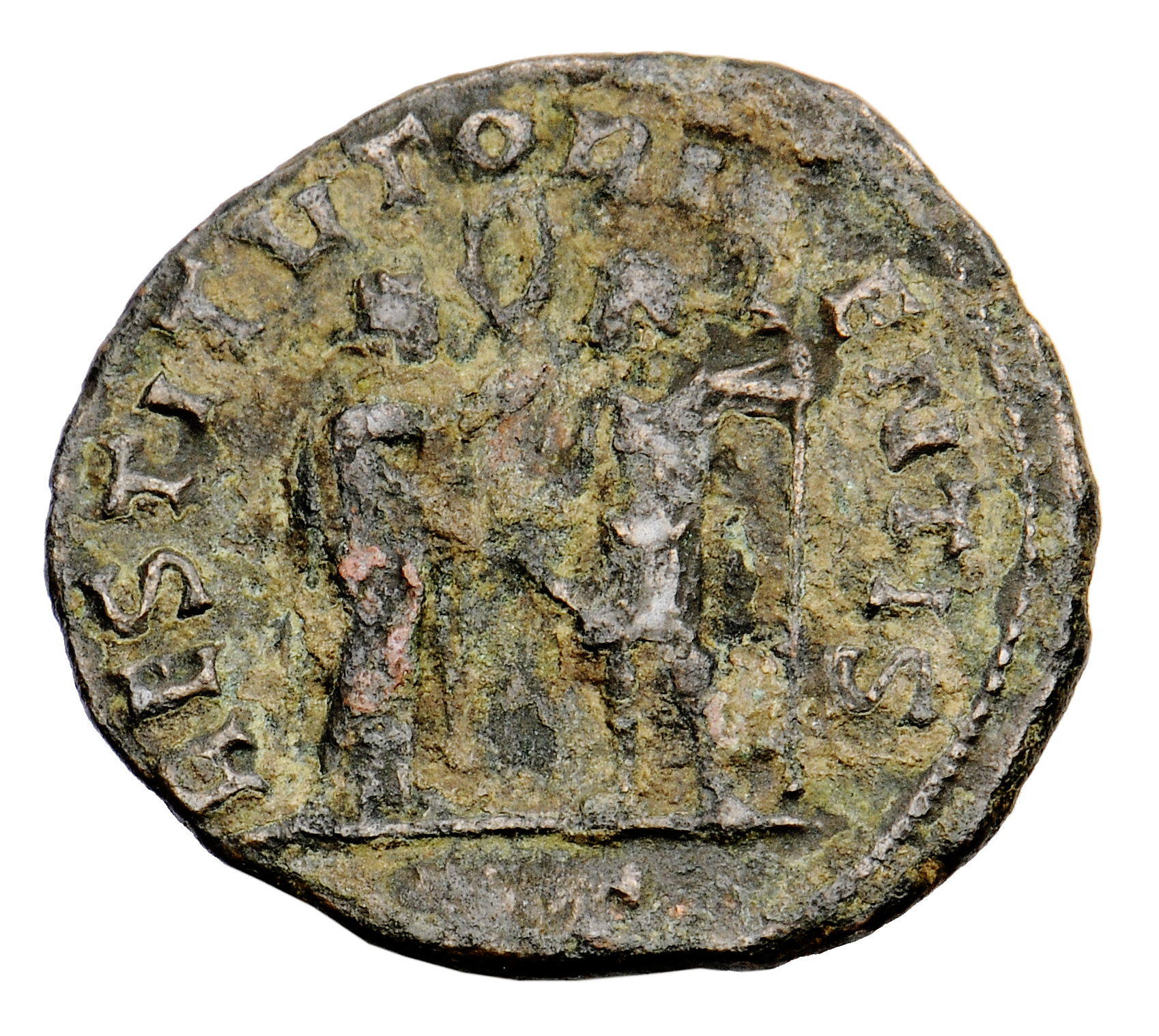RIC V Aurelian 234 Aurelian reverse, Aurelian, laureate or radiate, standing left, holding sceptre and receiving wreath fr...