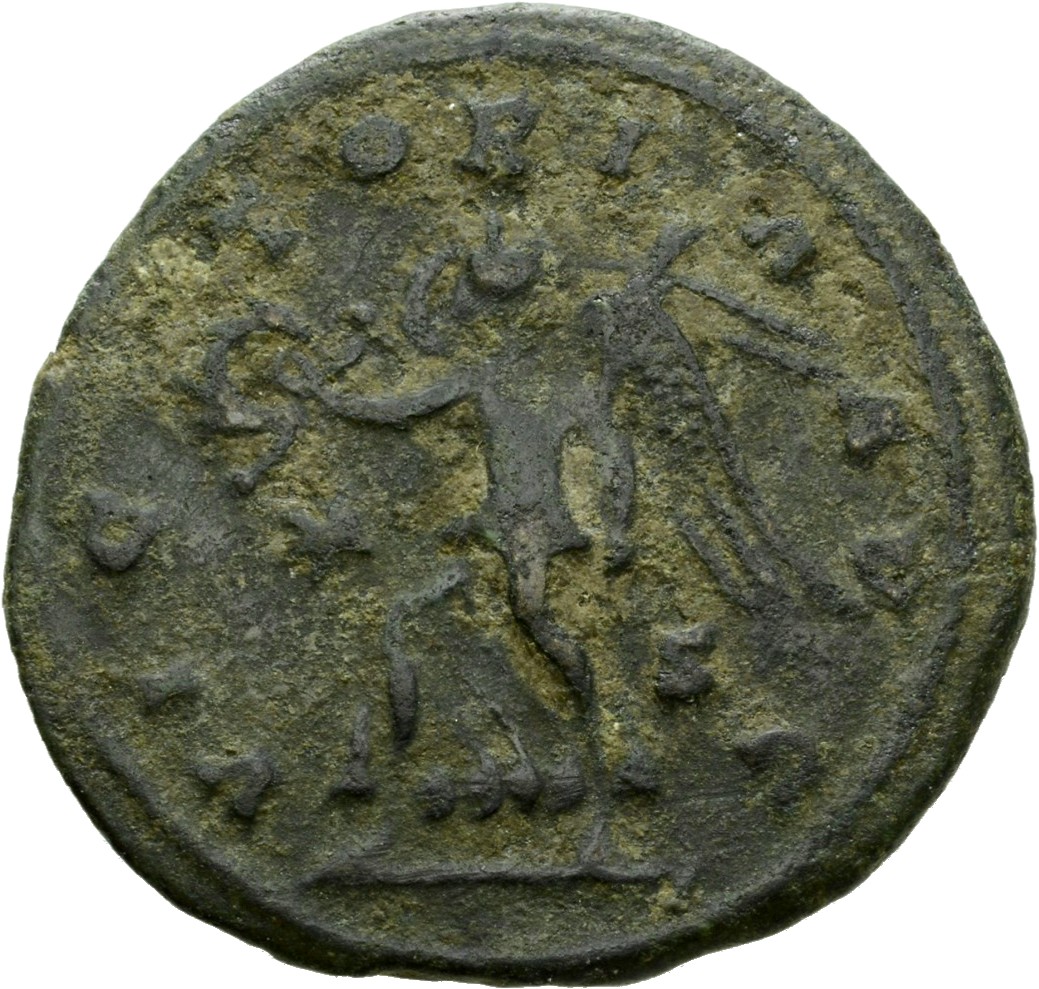 RIC V Aurelian 237 Aurelian reverse, Victory, winged, draped, walking left, holding wreath in right hand and palm in left ...