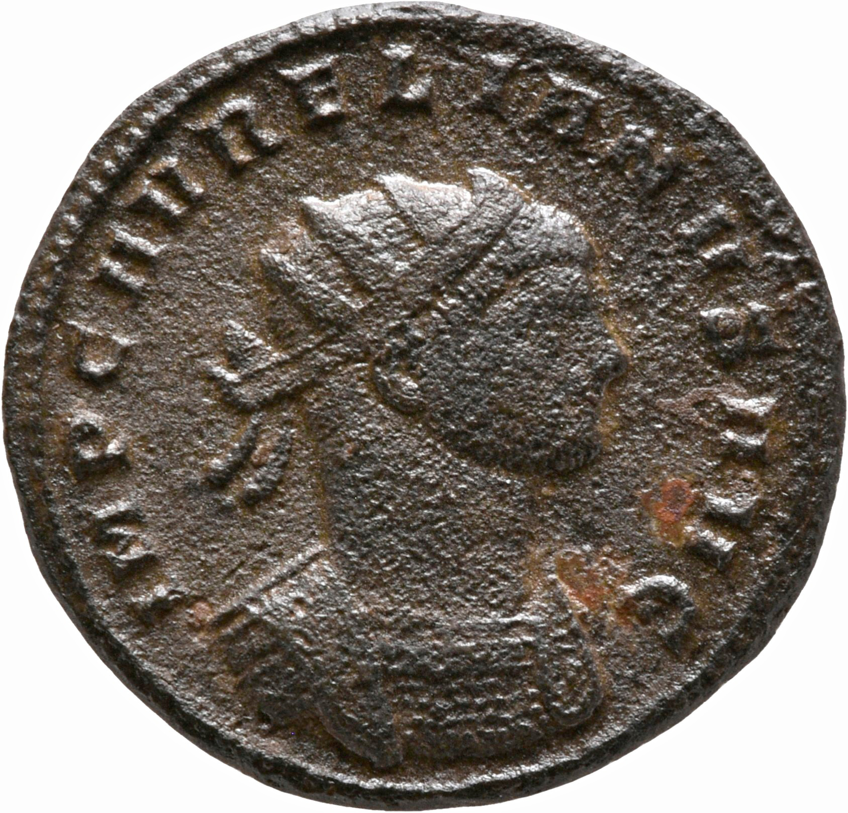 RIC V Aurelian 244 Aurelian obverse — Bust of Aurelian, radiate, draped, right or bust of Aurelian, radiate, cuirassed, ri...