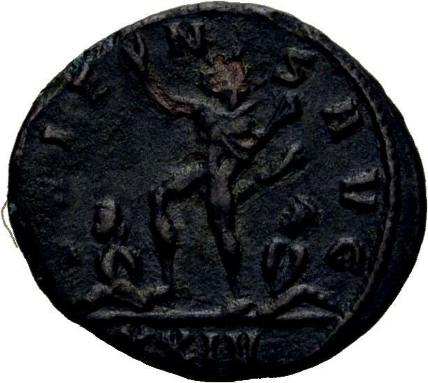 RIC V Aurelian 255 Aurelian reverse, Sol, radiate, walking left, between two captives, raising right hand and holding whip...