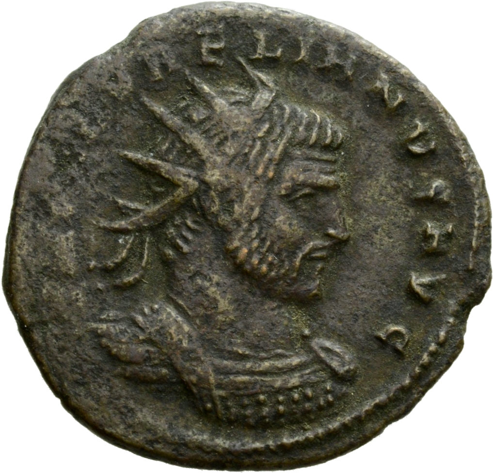 RIC V Aurelian 347 Aurelian obverse, Bust of Aurelian, radiate, cuirassed, right