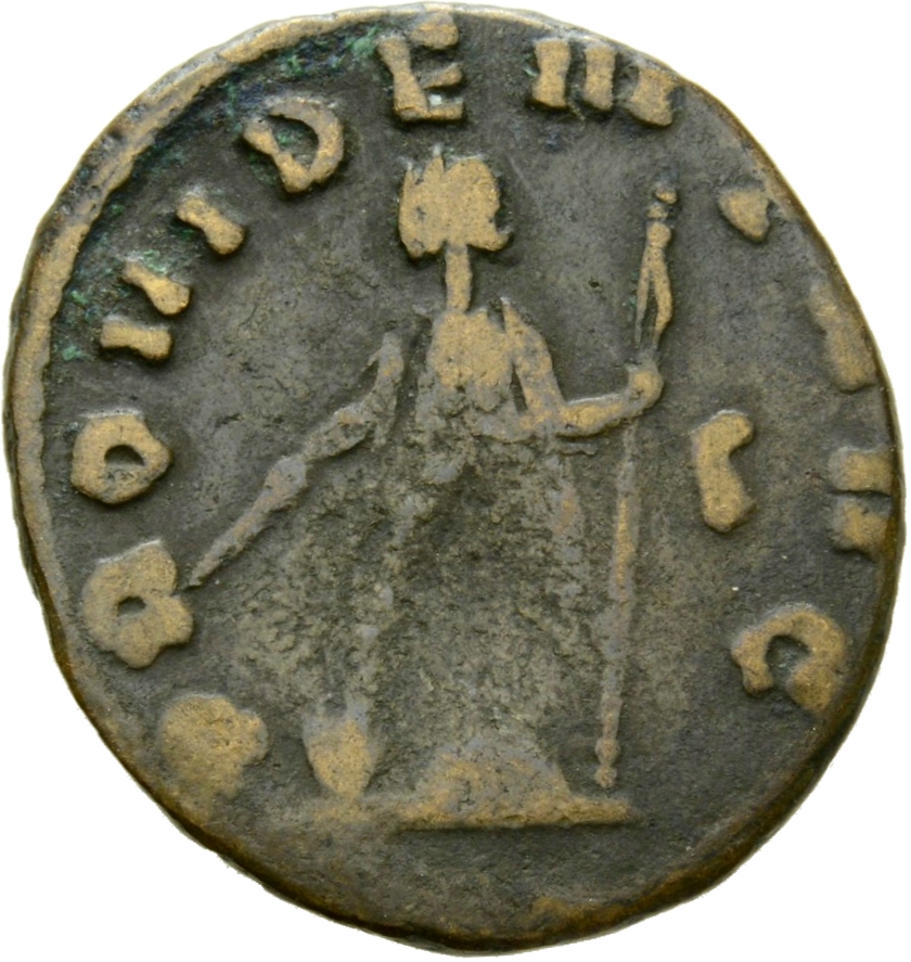 RIC V Aurelian 36 Aurelian reverse, Providentia, draped, standing left, holding baton in right hand and sceptre in left ha...