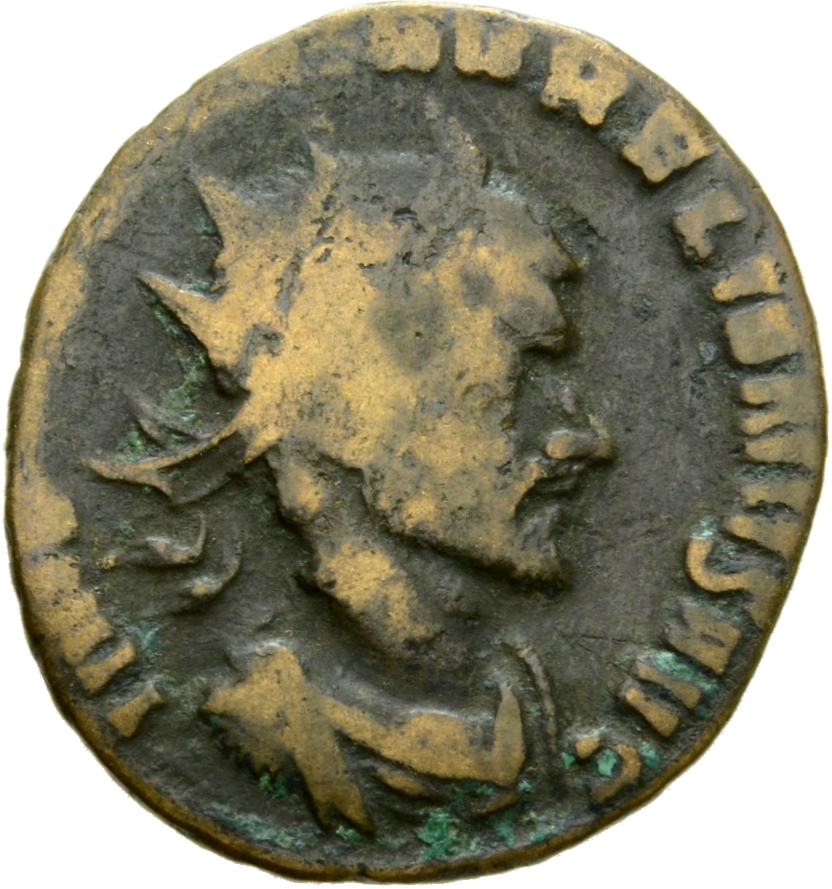 RIC V Aurelian 36 Aurelian obverse, Bust of Aurelian, radiate, draped, right